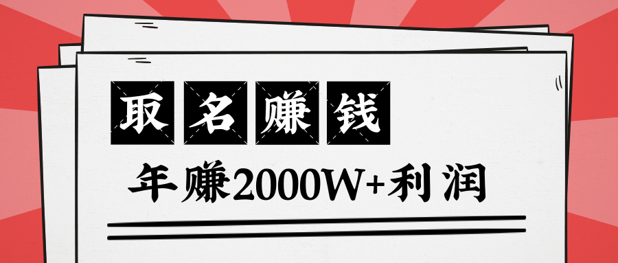 王通：不要小瞧任何一个小领域，取名技能也能快速赚钱，年赚2000W+利润-如意资源库