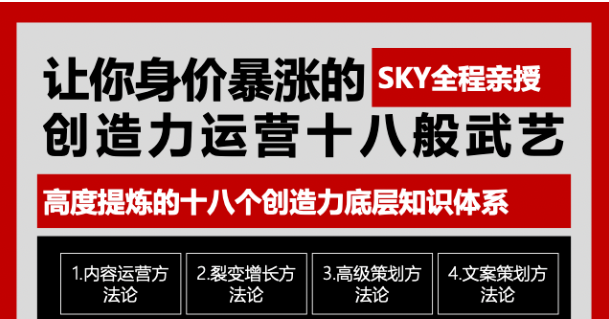 让你的身价暴涨的创造力运营十八般武艺 高度提炼的18个创造力底层知识体系-如意资源库