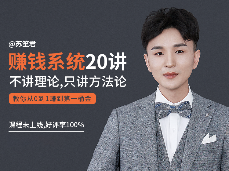 苏笙君的赚钱系统20课 教你从0到1赚到你的第一桶金（不讲理论，只讲方法论）-如意资源库