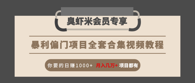 暴利偏门项目全套合集视频教程：你要的日赚1000+月入几万+项目都有-如意资源库