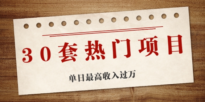 30套热门项目：单日最高收入过万 (网赚项目、朋友圈、涨粉套路、抖音、快手)等-如意资源库