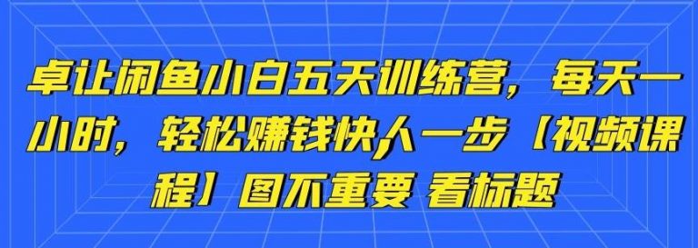 卓让闲鱼小白五天训练营，每天一小时，轻松赚钱快人一步-如意资源库