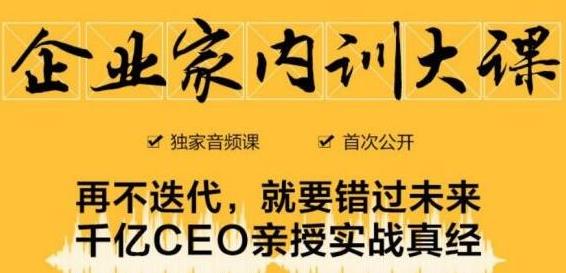 企业家内训大课，未来企业必学经验，价值1299元-如意资源库