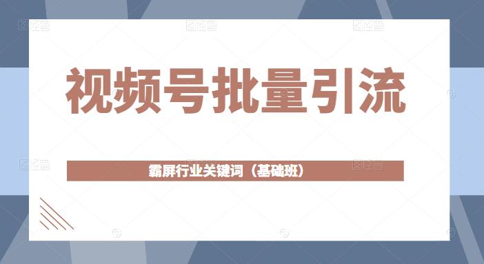 视频号批量引流，霸屏行业关键词（基础班）全面系统讲解视频号玩法-如意资源库
