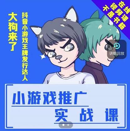 大狗来了：小游戏推广实战课，带你搭建一个游戏推广变现账号-如意资源库