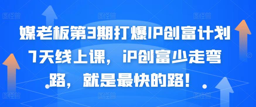 媒老板第3期打爆IP创富计划7天线上课，iP创富少走弯路，就是最快的路！-如意资源库