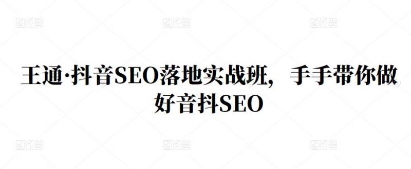 王通·抖音SEO落地实战班，手‬手带你做好音抖‬‬SEO-如意资源库