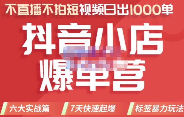 推易电商·2022年抖音小店爆单营，不直播、不拍短视频、日出1000单，暴力玩法-如意资源库