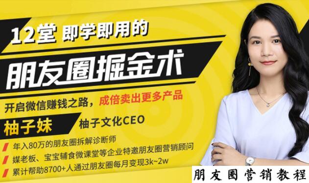 【营销必学】12堂学之即用的朋友圈掘金术：开启你的副业赚钱之路-如意资源库