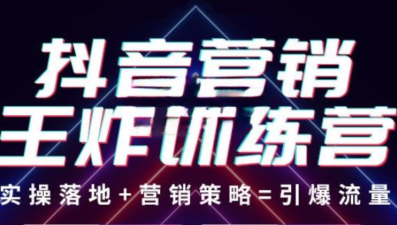 抖音营销王炸训练营，实操落地+营销策略=引爆流量（价值8960元）-如意资源库