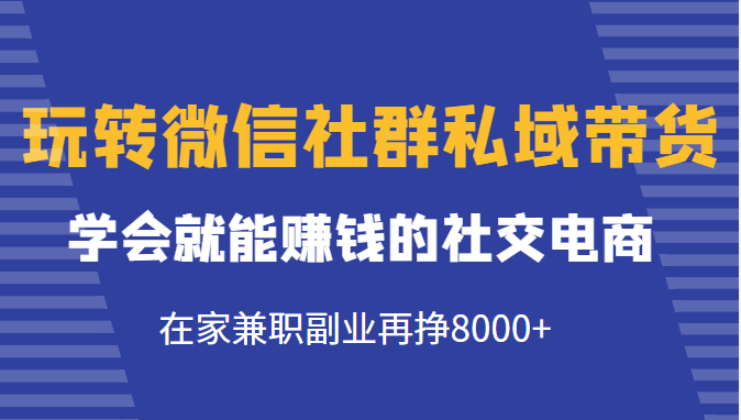 玩转微信社群私域带货，学会就能赚钱的社交电商，在家兼职副业再挣8000+-如意资源库