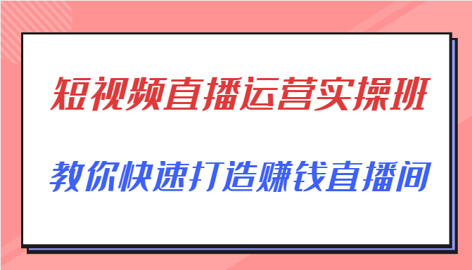 短视频直播运营实操班，直播带货精细化运营实操，教你快速打造赚钱直播间-如意资源库