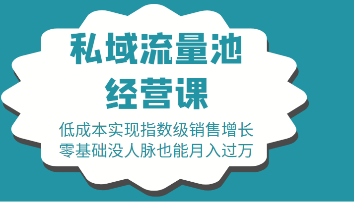 16堂私域流量池经营课：低成本实现指数级销售增长，零基础没人脉也能月入过万-如意资源库