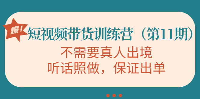 视频带货训练营，不需要真人出境，听话照做，保证出单（第11期）-如意资源库