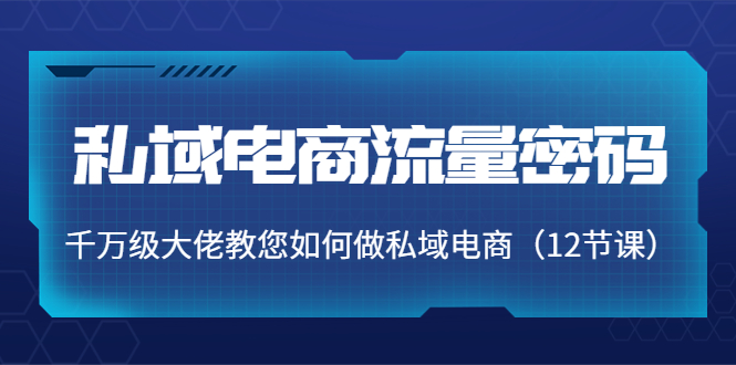 私域电商流量密码：千万级大佬教您如何做私域电商（12节课）-如意资源库