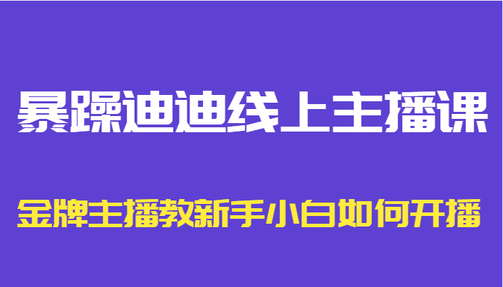 暴躁迪迪线上主播课，金牌主播教新手小白如何开播-如意资源库