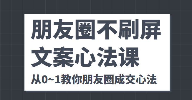 朋友圈不刷屏文案心法课 人人都要懂的商业逻辑 从0~1教你朋友圈成交心法-如意资源库
