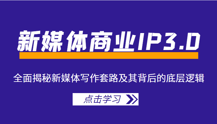 新媒体商业IP3.0，全面揭秘新媒体写作套路及其背后的底层逻辑（价值1299元）-如意资源库