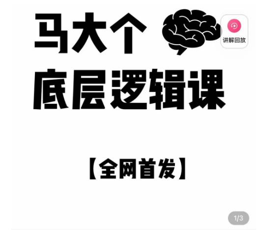 马大个·底层逻辑课，51节底层逻辑智慧课-价值1980元-如意资源库