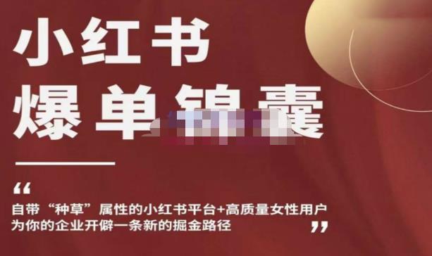 小红书爆单锦囊，自带种草属性+高质量女性用户，为你的企业开辟一条新的掘金路径-如意资源库