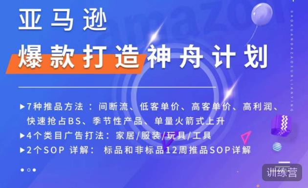亚马逊爆款打造神舟计划，​7种推品方法，4个类目广告打法，2个SOP详解-如意资源库