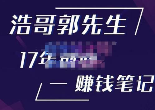 浩哥郭先生17年创业赚米笔记，打开你对很多东西的认知，让你知道原来赚钱或创业不单单是发力就行-如意资源库