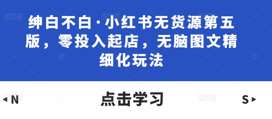 绅白不白·小红书无货源第五版，零投入起店，无脑图文精细化玩法-如意资源库