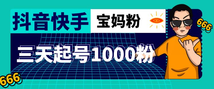 抖音快手三天起号涨粉1000宝妈粉丝的核心方法【详细玩法教程】-如意资源库