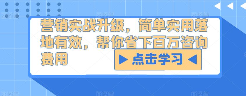 营销实战升级，简单实用落地有效，帮你省下百万咨询费用-如意资源库