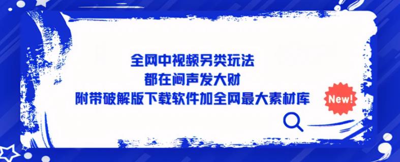 全网中视频另类玩法，都在闷声发大财，附带破解版下载软件加全网最大素材库-如意资源库