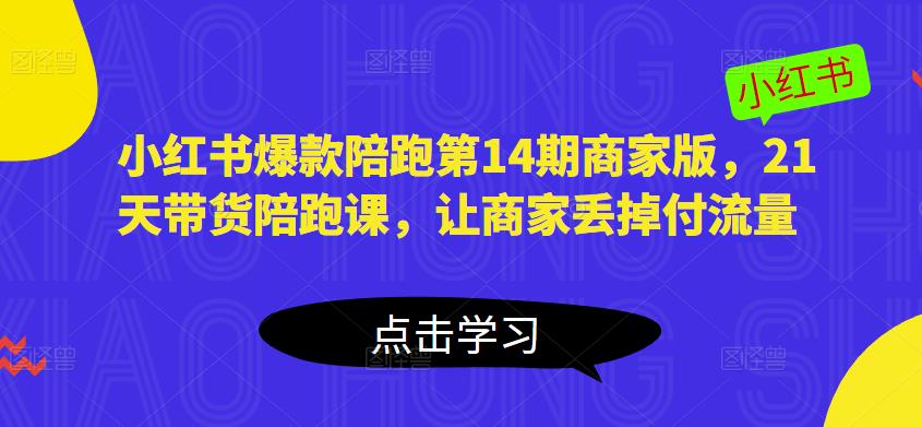 小红书爆款陪跑第14期商家版，21天带货陪跑课，让商家丢掉付流量-如意资源库
