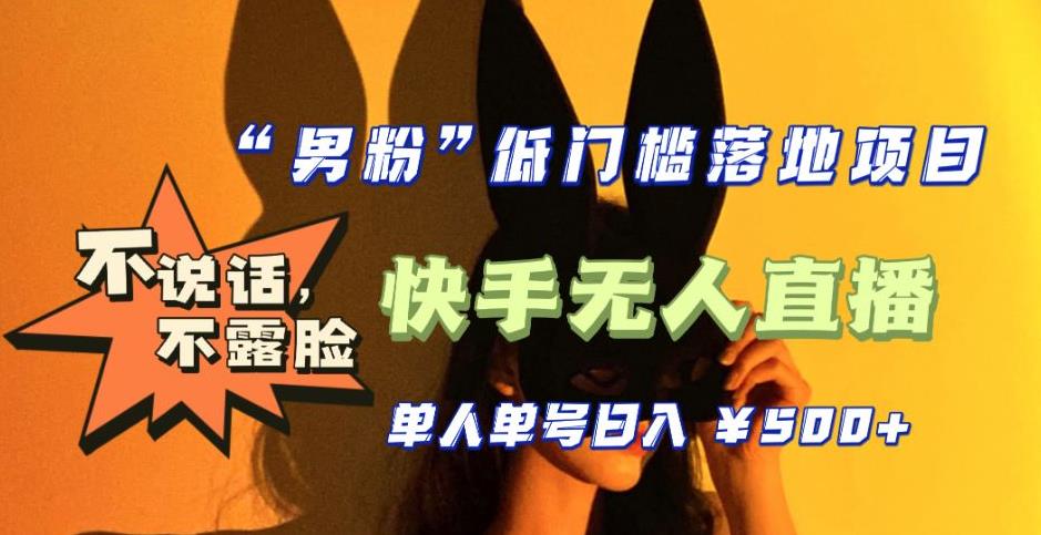 【全新升级】零基础单人单号单晚500+，不说话，不露脸，4月最新超皮实快手无人直播-如意资源库