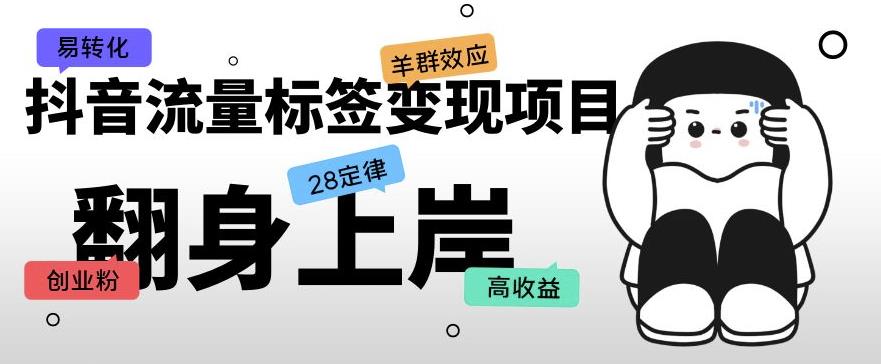 抖音流量标签变现项目，抖音创业粉轻松转化，单价高收益简单-如意资源库