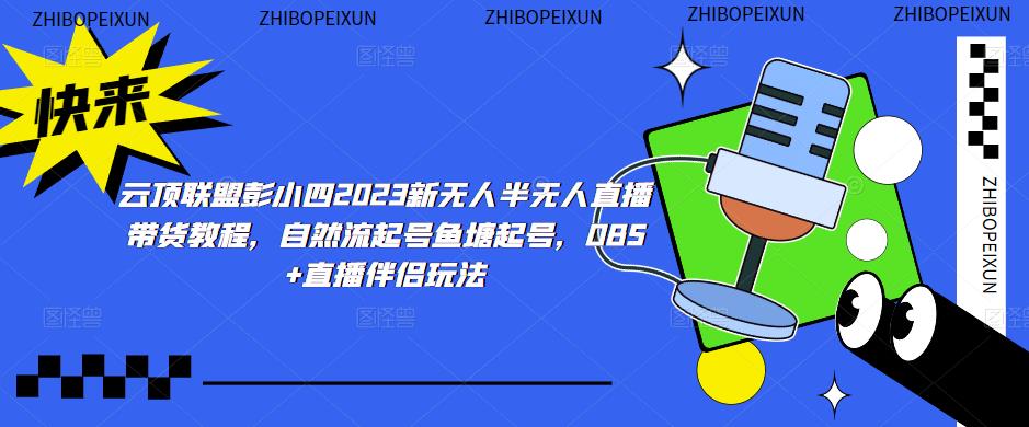 云顶联盟彭小四2023新无人半无人直播带货教程，自然流起号鱼塘起号，OBS+直播伴侣玩法-如意资源库