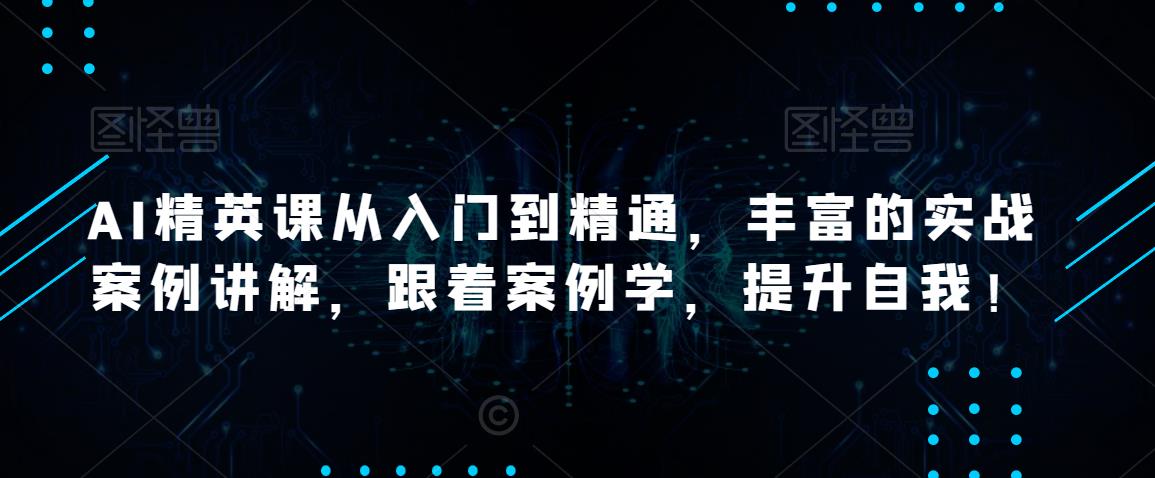 AI精英课从入门到精通，丰富的实战案例讲解，跟着案例学，提升自我！-如意资源库