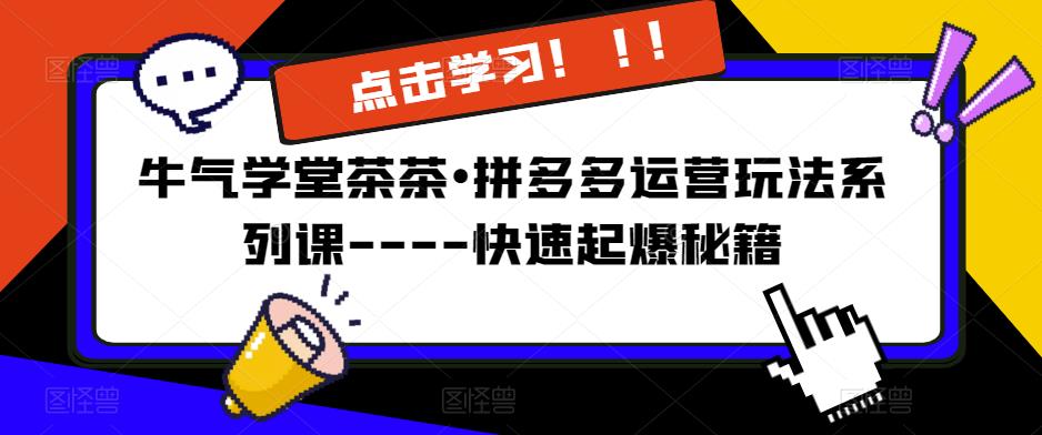 牛气学堂茶茶•拼多多运营玩法系列课—-快速起爆秘籍【更新】-如意资源库