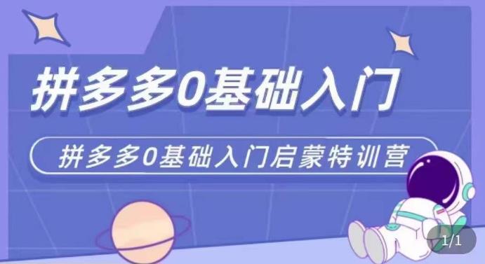 拼多多运营0-1实操特训营，拼多多0基础入门，从基础到进阶的可实操玩法-如意资源库
