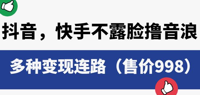 抖音快手不露脸撸音浪项目，多种变现连路（售价998）-如意资源库