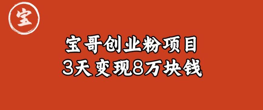 宝哥IP图文创业粉引流项目实战分享：单个账号3天涨粉1万，变现8万块钱（图文教程）【揭秘】-如意资源库