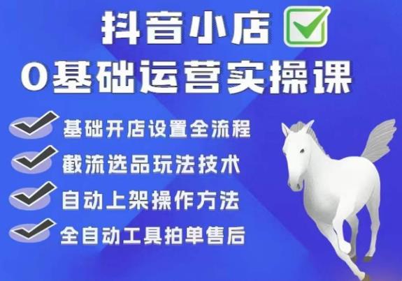 白马电商·0基础抖店运营实操课，基础开店设置全流程，截流选品玩法技术-如意资源库