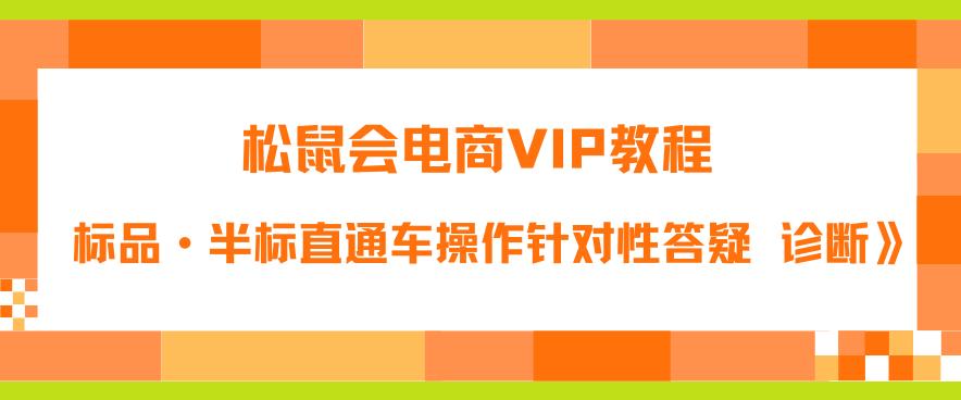 松鼠会电商VIP教程：松鼠《付费推广标品·半标直通车操作针对性答疑&诊断》-如意资源库