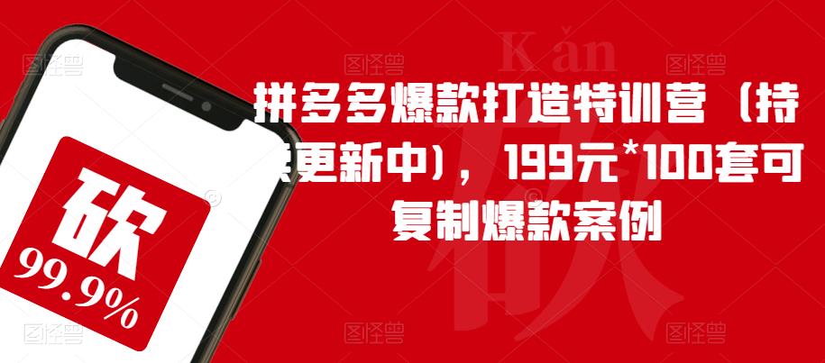 拼多多爆款打造特训营（持续更新中)，199元*100套可复制爆款案例-如意资源库