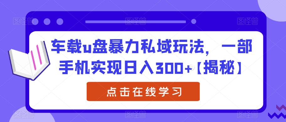车载u盘暴力私域玩法，一部手机实现日入300+【揭秘】-如意资源库