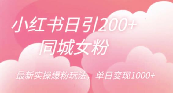 小红书日引200+同城女粉，最新实操爆粉玩法，单日变现1000+【揭秘】-如意资源库