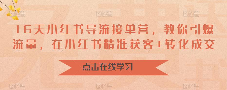 16天小红书导流接单营，教你引爆流量，在小红书精准获客+转化成交-如意资源库