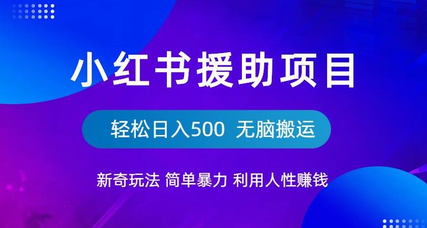 小红书援助项目新奇玩法，简单暴力，无脑搬运轻松日入500【揭秘】-如意资源库
