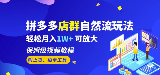 拼多多店群自然流玩法，轻松月入1W+保姆级视频教程（附上货、拍单工具）-如意资源库
