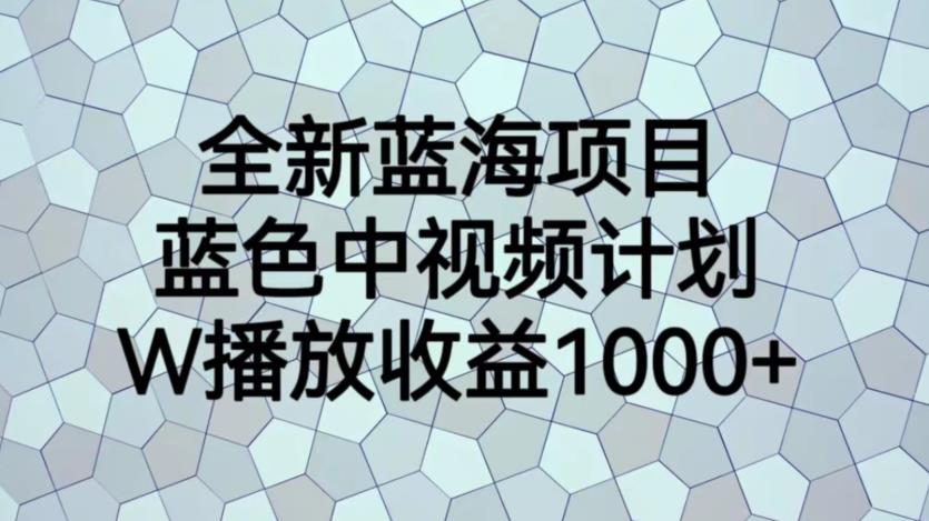全新蓝海项目，蓝色中视频计划，1W播放量1000+【揭秘】-如意资源库
