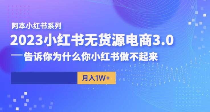 阿本小红书无货源电商3.0，告诉你为什么你小红书做不起来-如意资源库