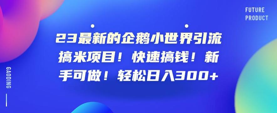 23最新的企鹅小世界引流搞米项目！快速搞钱！新手可做！轻松日入300+【揭秘】-如意资源库